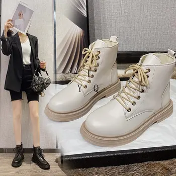 2021 tenké Britský štýl Martin topánky plochý plochý kórejských študentov priedušná členková obuv pre ženy