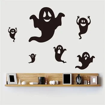 Legrační Karikatúra Ghost Samolepky Na Stenu Pre Obchod Office Home Dekorácie Diy Okno Obtlačky Halloween Festival Nástenné Art Vinyl Plagáty