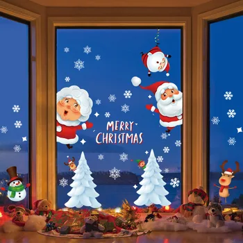 6pcs Vianočné Prvky Statického Nálepky na Stenu a Sklo Domov Vianočné Dekorácie, Party Nový Rok Dodávky L9