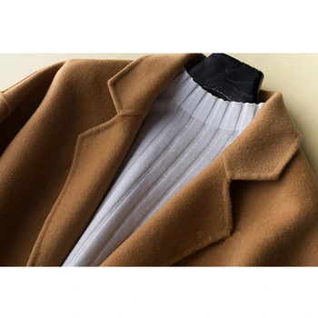 Kabát 2021 Nové Jeseň Zima Ženy Dvojité Bočné Vlny Kabát Plus Veľkosť Žena Cashmere Bežné Bunda Vrchné Oblečenie Móda Feminino Vetrovka