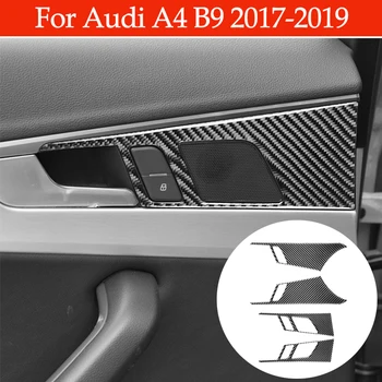 Uhlíkových Vlákien Pre Audi A4 B9 2017-2019 Vnútorné Kľučky Panel Dekorácie, Nálepky, Interiérové Auto Príslušenstvo