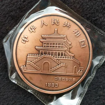 Čína Vzácne Zbierky kuracie socha mosadz Pamätné mince