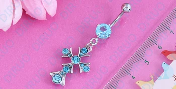Kríž Brucho Krúžok stud Pupok Bar piercing Šperkov brucho tlačidlo krúžky 316L Chirurgickej Ocele 14G