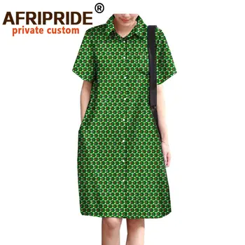 Africkej Tlače Šaty pre Ženy Tričko Šaty Vosk Batik Bavlna Plus Veľkosť Ležérne Oblečenie Krátke Mini Šaty A1825051