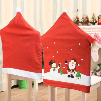 Santa Claus Klobúk Stoličky Kryt Spp Veselé Vianočné Dekorácie pre Domov Vianoce Stoličky Ozdoby 2021 Navidad Noel Darček