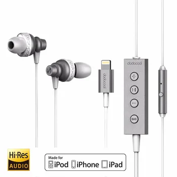 Dodocool Pfi Certifikované Hi-Res In-ear Slúchadlá Stereo slúchadlá 24 bit High-Rozlíšenie Športové slúchadlá S mikrofónom Pre iphone