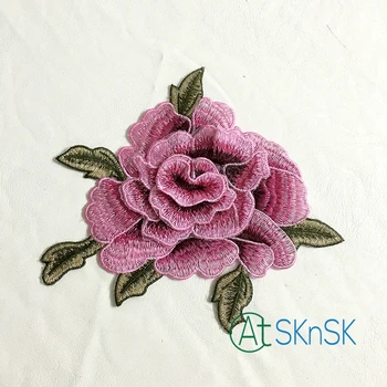 10PCS/veľa 21*17 cm Rose Vyšívané Žehlička na Škvrny na Oblečení DIY Pruhy Oblečenie Patchwork Nálepky Vlastné Kvety Nášivka