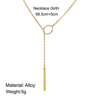 Jednoduchý dlhý Stick Prívesok Náhrdelníky kovový s dlhým Reťazcom pásy choker collana Kolye Bijoux Collares Mujer gargantilha Collier Femme