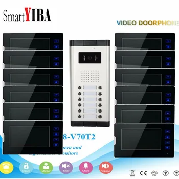 SmartYIBA Vysoké Rozlíšenie 7 palcový TFT LCD Video Interkom Dvere, Telefón, Zvonček 12 Jednotiek Vizuálny Monitor 1000TVL Nepremokavé IR Kamera
