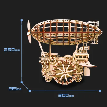Drevený mechanický prenos zostavený model lokomotívy kreatívny darček ozdoby diy puzzle, hračky