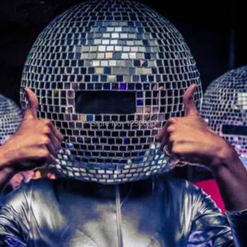 Strana Ballroom dance kostýmy zrkadlo muži ženy spevák fáze show nosí dj obliekať sklenenú guľu led prilba pódium disco výkon