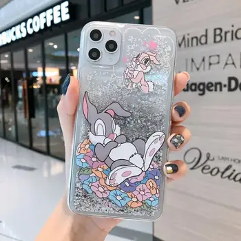 Roztomilý Kreslený Rainbow Bunny Kryt Pre iPhone 12 Pro Max mini 11 PROMAX 6 6 8 7 Plus XSMAX XR Lesk kvapaliny quicksand Telefón prípade