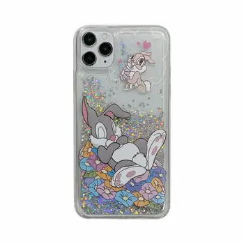 Roztomilý Kreslený Rainbow Bunny Kryt Pre iPhone 12 Pro Max mini 11 PROMAX 6 6 8 7 Plus XSMAX XR Lesk kvapaliny quicksand Telefón prípade