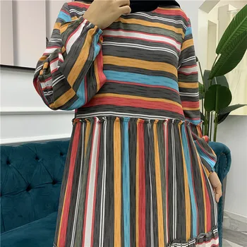 Nový moslimský módne abaya ženy islam oblečenie farebné pruhy vytlačiť kaftan šaty módne dlhé sukne abaya pre dubaj ženy MSL140