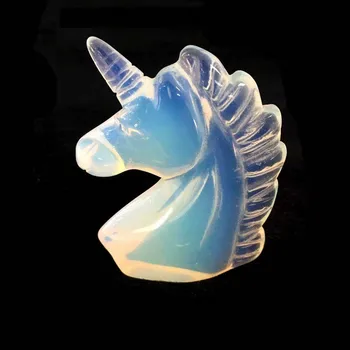 Crystal opal jednorožec quartz liečivý kryštál ručne vyrezávaný kameň kôň tvar hlavy drahokam, pre domáce dekorácie darček