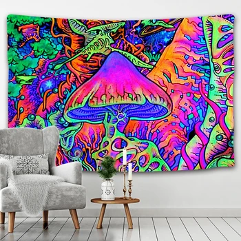 Mágia lesných húb Hippie gobelín Hippie farebné umenie Bohémsky štýl domov stene visí gobelín