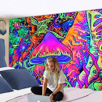 Mágia lesných húb Hippie gobelín Hippie farebné umenie Bohémsky štýl domov stene visí gobelín
