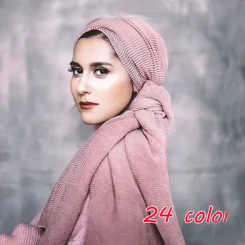LMLAVEN Žien Skladaný Crinkle Hidžáb Šatku Zvlnenie Pokrčené hidžáb obyčajný moslimských hlavu zábal šatky bavlny, viskózy šály 24 farieb