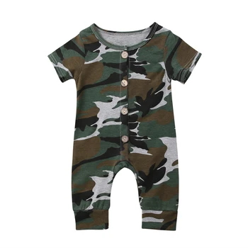 2018 nové módne Novorodenca Chlapec Kamufláž Kombinézu Jumpsuit Oblečenie Letné Oblečenie letné pekný krásne krátke rukáv CH