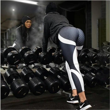 Hayoha Oka Vzor Tlač Legíny fitness Legíny Pre Ženy, Športové Cvičenie Leggins Pružné Tenké Čierne Biele Nohavice