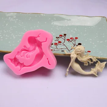 Aomily Krásne 3D Morská víla Fondant Silikónové Formy Sviečka Cukru Plavidlá Nástroj Čokoládová Torta Plesne Kuchyňa DIY Pečenie Zdobenie