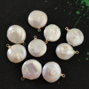 Prírodné obyčajný prázdne mince sladkovodné perly perličiek prívesok konektor kúzlo pre ženy svadby, narodeniny šperky darček, takže