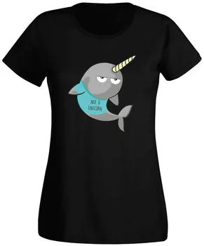 Dámske Nie Jednorožca T-Tričko - Vtipné tričko retro narwhal veľryba kôň móda