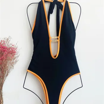 Plavky 2020 nové položky jednodielne dámske plavky žena kombinézu mimo rameno okolo sexy podprsenky hlboko v krku plavky
