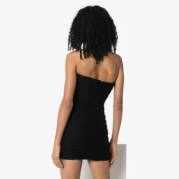2020 Letné Módy New Black Bez Ramienok Bodycon Šaty Vestidos Sexy Zabalené Hrudníka Bez Rukávov Duté Celebrity Club Party Šaty