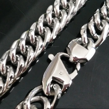 Módne Šperky pre Mužov Silver Bling Nehrdzavejúcej Ocele, Široký Ťažké retiazky Náhrdelníky 14 mm 18in-40in