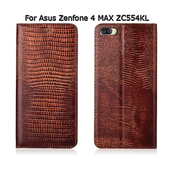 Telefón puzdro Pre Asus Zenfone 4 MAX ZC520KL ZC554KL Lizard Zrna Flip Prípade Magnetický Stojan Genuien Kožený Kryt Telefónu