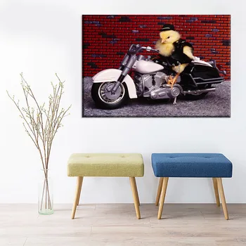 Jedna Sada 4 Ks Abstraktné Zvierat, Maliarske Plátna Art Tlač Roztomilý Kuracie Motocyklového Plagát Moderné Umelecké Diela Steny Domova