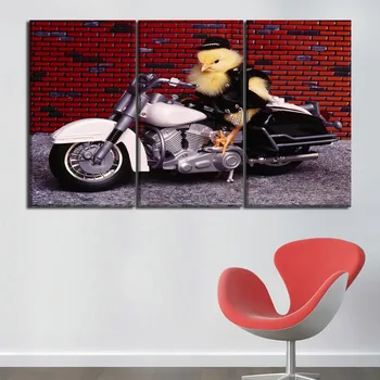 Jedna Sada 4 Ks Abstraktné Zvierat, Maliarske Plátna Art Tlač Roztomilý Kuracie Motocyklového Plagát Moderné Umelecké Diela Steny Domova