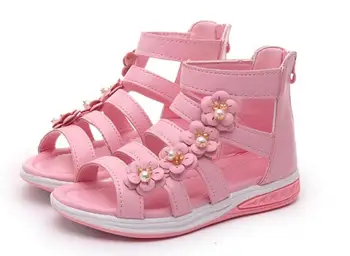 2018 Letné štýl deti sandále Dievčatá princezná krásny kvet topánky deti ploché Sandále detské Topánky, tenisky, Sandále Dievča
