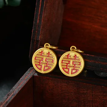 Pôvodný dizajn Čína Guochao smalt porcelánu kvapka lepidla proces nádherné antické zlato kúzlo dámske strieborné šperky