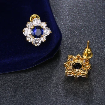 Módy Pre Ženy, Zlatá Farba Očarujúce Geometrie Kubický Zirkón Svadobné Svadobné Stud Náušnice Luxusné Šperky