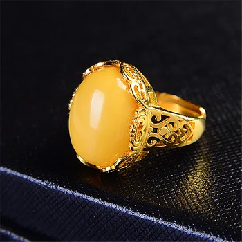 Vintage Mellow Veľké Oválne Žlté Opal Otvorenie Nastaviteľné Prstene Pre Ženy, Zlatá Farba Krúžok Svadobné Šperky, Zásnubné Príslušenstvo