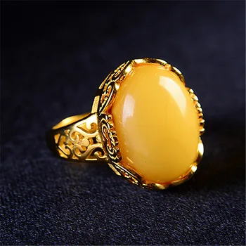Vintage Mellow Veľké Oválne Žlté Opal Otvorenie Nastaviteľné Prstene Pre Ženy, Zlatá Farba Krúžok Svadobné Šperky, Zásnubné Príslušenstvo