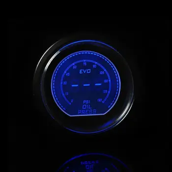 2 palce 52mm Auto Tlak Oleja Rozchod Psi 12V Modrá Červená LED Svetlo, Manometer Stlačte tlačidlo Auto Digitálny Merač + Auto Ľavej Strane Jednotky Pod Držiteľ