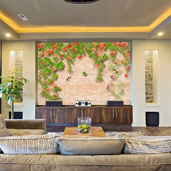 Tapety Youman Vlastné nástennú maľbu Ruže Kvet Viniča Lesného Obývacia Izba Pozadí Dekor Veľké netkanej Textílie Pre vlastná veľkosť