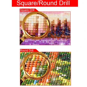 5D DIY Diamond výšivky Cross stitch Farebné Diamond mozaiky Full Round-Diamond maľba dekorácií HYY