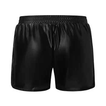Muži Šortky Faux Kožené Sexy Pevné Priliehavé Čierne Bežné Mužskej Módy Pekný Streetwear Oblečenie Plus Veľkosť Lete 2021 Nové