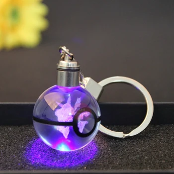 Mew Tvar Prispôsobený Obrazu LED Crystal Keychain Pokemon Loptu Keychain Na Darček