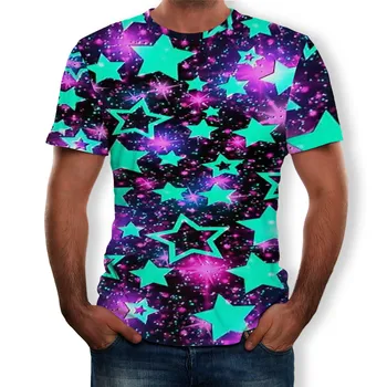 Nové Severnej päť špicaté hviezdy mužov trend krátky rukáv T-shirt tlač nový 3D hip hop okolo krku populárne pánske tričko Veľké