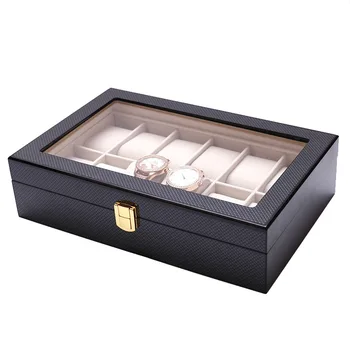 12 slotov módne mužov domov pozerať box kvalitné hodinky organizátor sledovať úložný box 0907-02