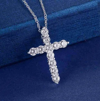 Strieborná farba náhrdelník šperky ženy, svadobné móda Kríža CZ kryštálmi Zirkón kameň prívesok náhrdelník Vianočný darček n296