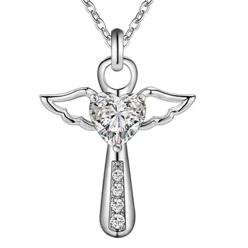 Strieborná farba náhrdelník šperky ženy, svadobné móda Kríža CZ kryštálmi Zirkón kameň prívesok náhrdelník Vianočný darček n296