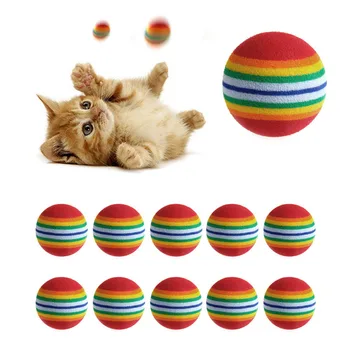 10Pcs Farebné Pet Rainbow Pena Fetch Gule Školenia Interaktívne Psa Zábavné Hračky J78C