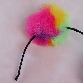 1PcS Náhodné Multicolour Hairband Sladkých Dievčat, Veľké Králik Plyšové Loptu Vlasy Hoop Roztomilé Mačacie Uši hlavový most Pre Deti Vlasy Príslušenstvo