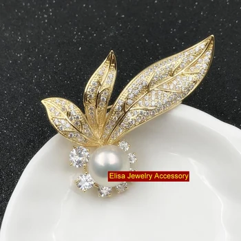 Móda Leaf Design Brošňa Šperky Zistenia Ženy DIY Pearl Breastpin Príslušenstvo Silver a Gold Color 3ks/Veľa